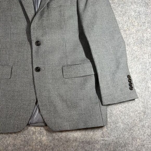 Ralph Lauren Blazer Mens 40R Wool Houndstooth Black Gray Two Button Sport Coat - Picture 5 of 11